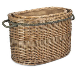 Red Hamper St028-029 Wicker Set 2 Oval Rope Handled Log Baskets - thumbnail 2