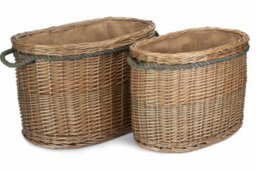 Red Hamper St028-029 Wicker Set 2 Oval Rope Handled Log Baskets