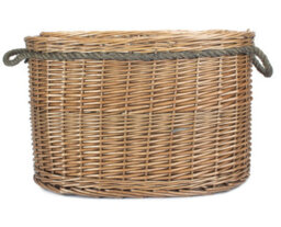 Red Hamper St028-029 Wicker Set 2 Oval Rope Handled Log Baskets - thumbnail 4