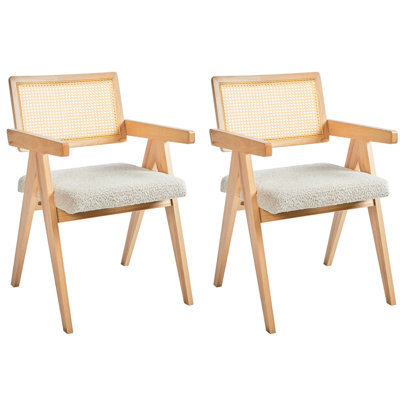 Beliani Set Of 2 Dining Chairs Ava Wood Light Brown/ Beige - image 1