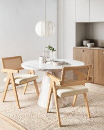 Beliani Set Of 2 Dining Chairs Ava Wood Light Brown/ Beige - thumbnail 2
