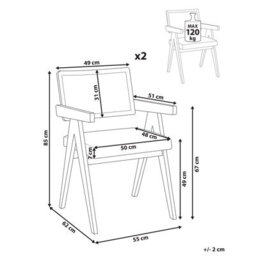 Beliani Set Of 2 Dining Chairs Ava Wood Light Brown/ Beige - thumbnail 3