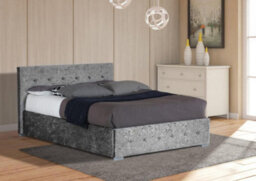 Comfy Living 4Ft6 Nicole Crushed Velvet Ottoman Storage Bed Silver - thumbnail 1