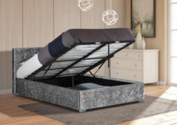 Comfy Living 4Ft6 Nicole Crushed Velvet Ottoman Storage Bed Silver - thumbnail 2
