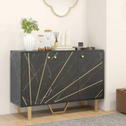 Wyld Haus Suno Black Marble-Effect Sideboard With Gold-Tone Metal Legs, 3 Doors, 107Cm - thumbnail 9