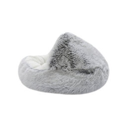 Living And Home Grey Faux Fur Cotton Pad Cat Bed Dia 400 mm - thumbnail 4