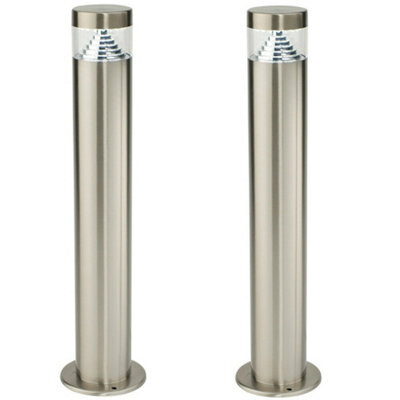 2 Pack Outdoor Garden Bollard Light Steel Pyramid Cool White Led Lamp Post Ip44 - image 1