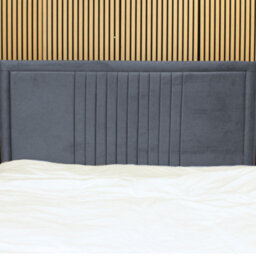 "Urban Textures - Veneto Luxury 20"" High Plush Velvet Fabric Upholstered Line Headboard - Steel" - thumbnail 1
