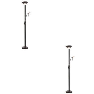 Loops Elegant Modern 2 Pack Mother And Child Floor Lamps In Matt Black And Opal Glass - image 1