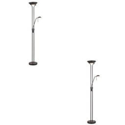 Loops Elegant Modern 2 Pack Mother And Child Floor Lamps In Matt Black And Opal Glass