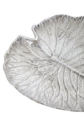 Orsina Large Silver Finish Lotus Leaf Plate, Cast Aluminium With Detailed Veining, Ideal For Displaying Jewelry - thumbnail 5