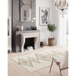 Melrose Noble Non Shedding Diamonds Design Living Natural X-Large Area Rug 200/290Cm - thumbnail 2