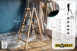 Drabest 2X5 Wooden Household Ladder 150 Kg - thumbnail 2