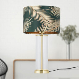 First Choice Lighting Aura - Satin Brass Table Lamp With Green & Gold Leaf Shade - thumbnail 6