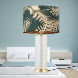 First Choice Lighting Aura - Satin Brass Table Lamp With Green & Gold Leaf Shade - thumbnail 7