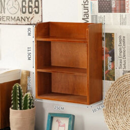 Desktop Organizer Home Desk Wooden Storage Rack Display Shelf Small Wall Cabinet - thumbnail 3