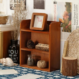 Desktop Organizer Home Desk Wooden Storage Rack Display Shelf Small Wall Cabinet - thumbnail 4