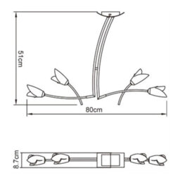 Luminosa Lighting Luminosa Pietra Linear Pendant 2 Arm 4 Light G9, Polished Chrome - thumbnail 7