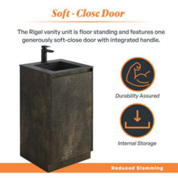 Plum&clay Rigel Metallic Brown Floor Standing Bathroom Vanity Unit With Black Basin (W)500mm (H)850mm - thumbnail 3