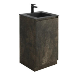 Plum&clay Rigel Metallic Brown Floor Standing Bathroom Vanity Unit With Black Basin (W)500mm (H)850mm - thumbnail 1