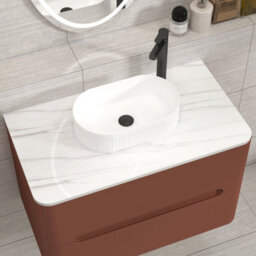 Royal Bathrooms Venice 800mm Terracotta Clay Wall Mounted Bathroom Countertop Vanity Unit 2 Drawer With Lyon Basin - thumbnail 6