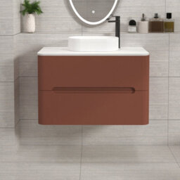 Royal Bathrooms Venice 800mm Terracotta Clay Wall Mounted Bathroom Countertop Vanity Unit 2 Drawer With Lyon Basin - thumbnail 1
