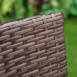 Outsunny 2 Pieces Outdoor Rattan Armchair Garden Dining Chair Set Brown - thumbnail 8