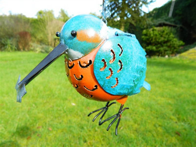Metal Hanging Bird Kingfisher Tea Light Candle Holder - image 1