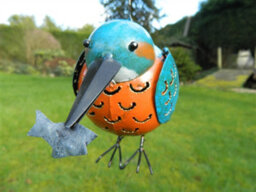 Metal Hanging Bird Kingfisher Tea Light Candle Holder - thumbnail 2