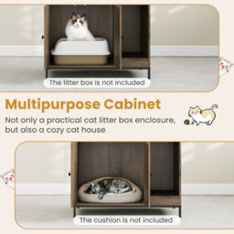 Costway Cat Litter Box Enclosure With Storage Shelves Indoor Wooden Kitten House Pet Cabinet - thumbnail 7
