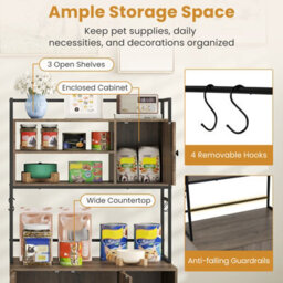 Costway Cat Litter Box Enclosure With Storage Shelves Indoor Wooden Kitten House Pet Cabinet - thumbnail 8