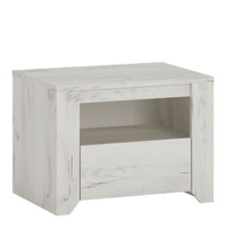 Furniture To Go Angel 1 Drawer Bedside Cabinet White Craft Oak - thumbnail 1