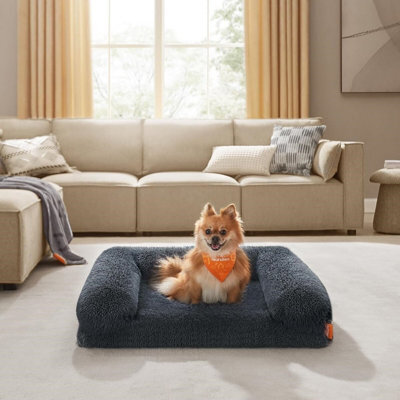 Songmics Fluffy Orthopedic Dog Bed, Medium Pet Sofa With Foam Support, Washable Cover, Small Dogs, Dark Grey - image 1