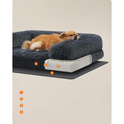 Songmics Fluffy Orthopedic Dog Bed, Medium Pet Sofa With Foam Support, Washable Cover, Small Dogs, Dark Grey - thumbnail 5