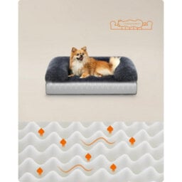 Songmics Fluffy Orthopedic Dog Bed, Medium Pet Sofa With Foam Support, Washable Cover, Small Dogs, Dark Grey - thumbnail 4