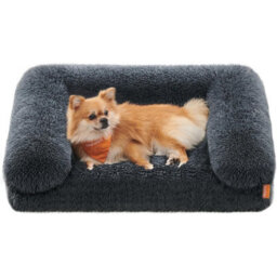 Songmics Fluffy Orthopedic Dog Bed, Medium Pet Sofa With Foam Support, Washable Cover, Small Dogs, Dark Grey - thumbnail 7