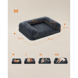 Songmics Fluffy Orthopedic Dog Bed, Medium Pet Sofa With Foam Support, Washable Cover, Small Dogs, Dark Grey - thumbnail 2