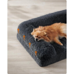 Songmics Fluffy Orthopedic Dog Bed, Medium Pet Sofa With Foam Support, Washable Cover, Small Dogs, Dark Grey - thumbnail 3