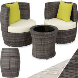 Tectake Nizza 2+1+1 Aluminum Rattan Seating Set - Grey