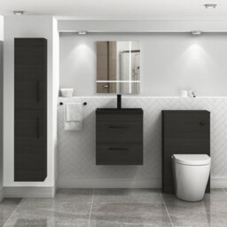 Royal Bathrooms Turin 500mm Wall Hung Vanity Unit 2 Drawer Hale Black With Black Basin & Handles - thumbnail 5