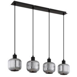 Luminosa Lighting Luminosa Tom Bar Pendant Ceiling Light Matt Black Smoke Glass Shade 4X E14 - thumbnail 2