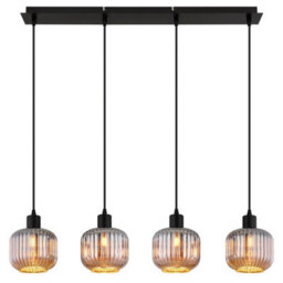 Luminosa Lighting Luminosa Tom Bar Pendant Ceiling Light Matt Black Smoke Glass Shade 4X E14 - thumbnail 3