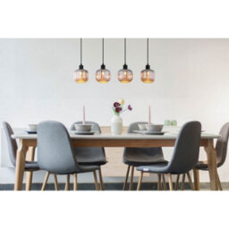 Luminosa Lighting Luminosa Tom Bar Pendant Ceiling Light Matt Black Smoke Glass Shade 4X E14 - thumbnail 6