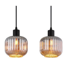 Luminosa Lighting Luminosa Tom Bar Pendant Ceiling Light Matt Black Smoke Glass Shade 4X E14 - thumbnail 4