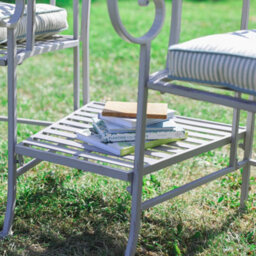 Dibor Vintage Grey Arched Outdoor Garden Furniture Companion Seat Bench With Free Set Of 2 Red Seat Pad Cushions - thumbnail 4