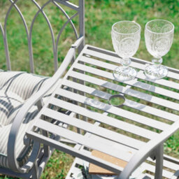 Dibor Vintage Grey Arched Outdoor Garden Furniture Companion Seat Bench With Free Set Of 2 Red Seat Pad Cushions - thumbnail 3