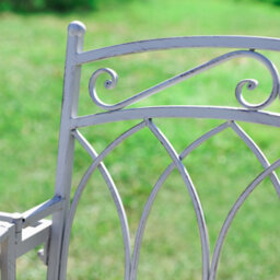 Dibor Vintage Grey Arched Outdoor Garden Furniture Companion Seat Bench With Free Set Of 2 Red Seat Pad Cushions - thumbnail 2