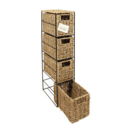 Woodluv 4 Drawer Seagrass Tower Storage Unit- Bedroom/bathroom/home/office - thumbnail 2
