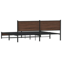 Berkfield Metal Bed Frame Without Mattress Brown Oak 200X200 Cm - thumbnail 7