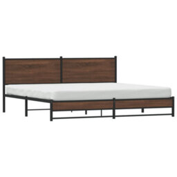 Berkfield Metal Bed Frame Without Mattress Brown Oak 200X200 Cm - thumbnail 4